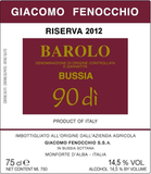 Giacomo Fenocchio Barolo Bussia 90 dì Riserva