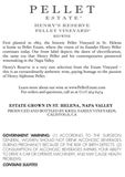 Pellet Estate St. Helena Henry's Reserve Pellet Vineyard 2013