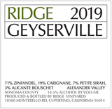 Ridge Vineyards Geyserville 2019