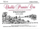 Jean-Pierre Grossot Chablis 1er Cru Vaucoupin