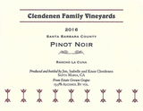 Clendenen Family Vineyards Pinot Noir Rancho La Cuna Santa Barbara County